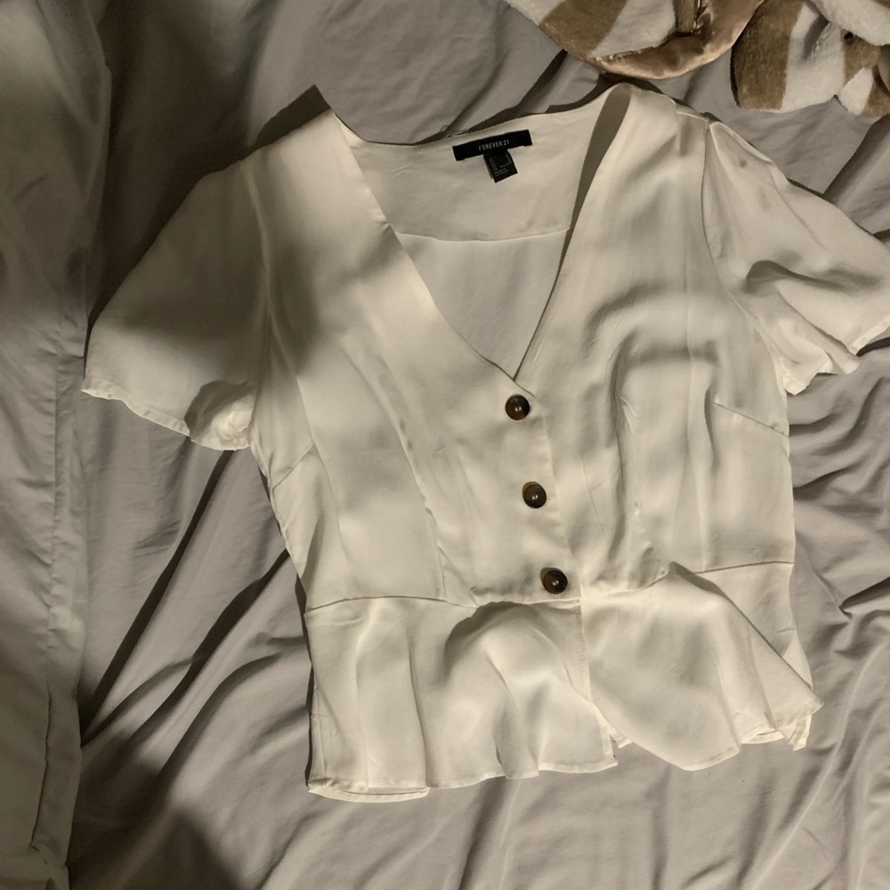 forever 21 white, button-up blouse